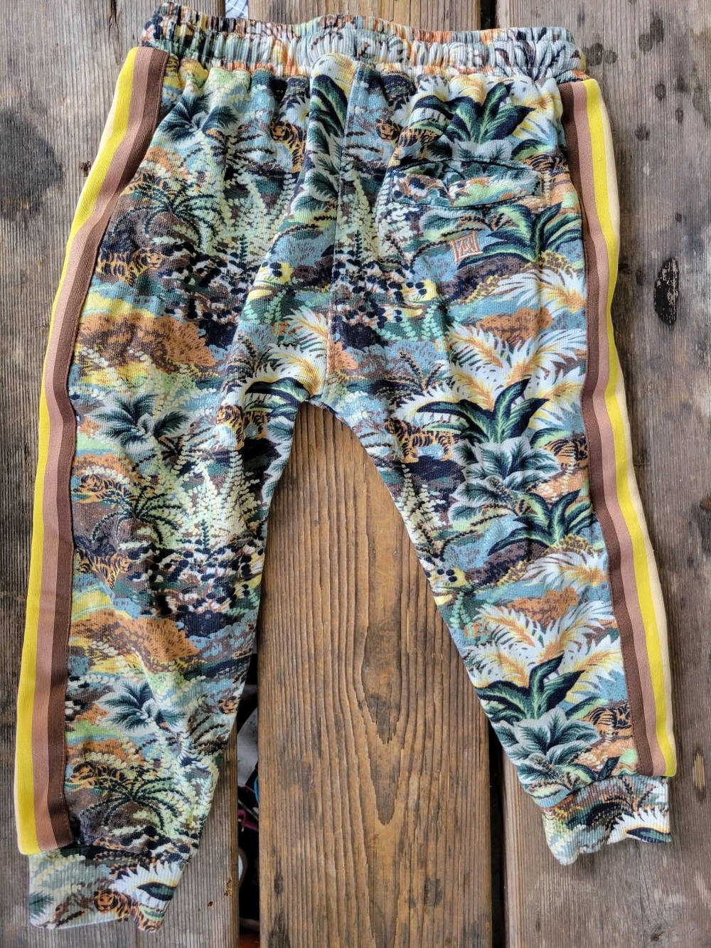 MUNSTER SZ 3Y VGUC COLORFUL JUNGLE TREES WASHED print jogger style sweatpants